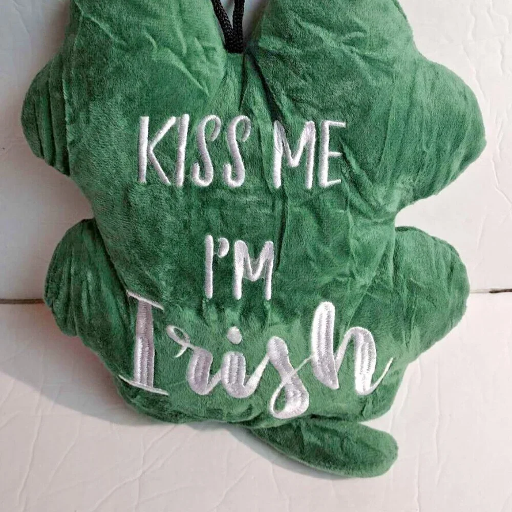 Kiss Me I'm Irish clover shaped soft pillow decor Soft Decorative Throw Pillow
